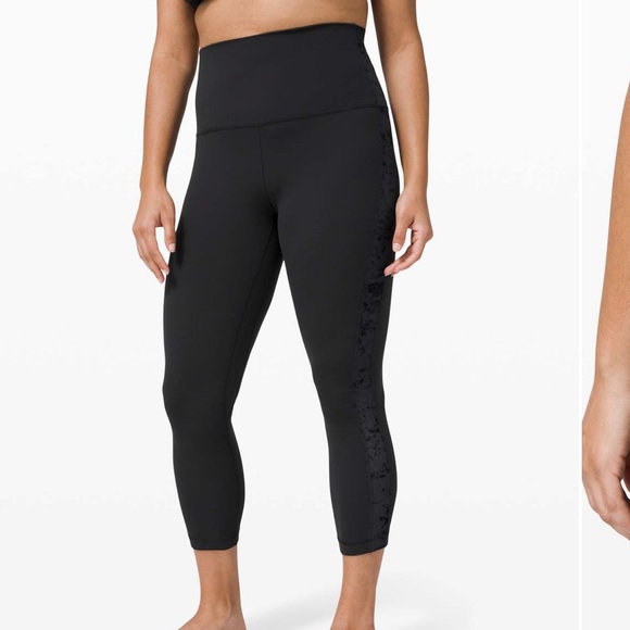 Lulu🍋 Black Align SHR Crop * Crushed Velvet size 8 - Picture 5 of 11